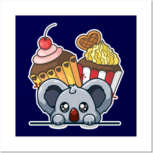 Koala and cupcakes Posters and Art